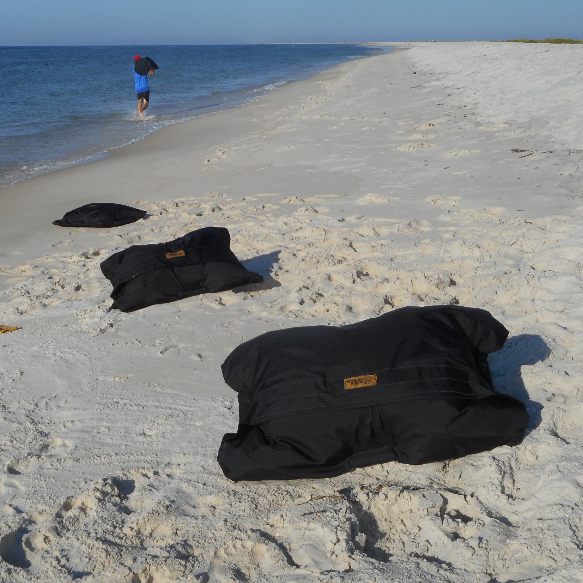 fitness sandbags on beach